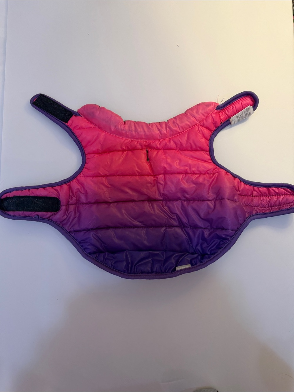 Top Paw Dog Gradient Pink to Purple Ombré Quilted Puffer Harness Vest Sz S